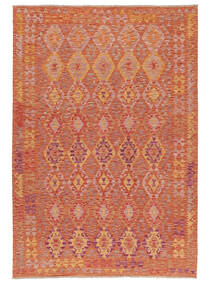  Kilim Afghan Old Style Tappeto 203X296 Di Lana Rosso/Rosso Scuro Carpetvista