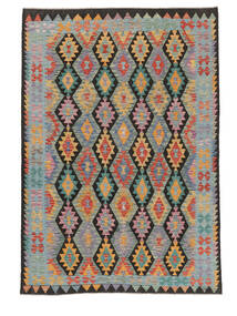 Kelim Afghan Old Style Vloerkleed 191X281 Donkergrijs/Zwart Wol, Afghanistan Carpetvista