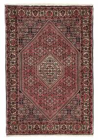  95X137 Bidjar Mit Seide Teppich Schwarz/Dunkelrot Persien/Iran