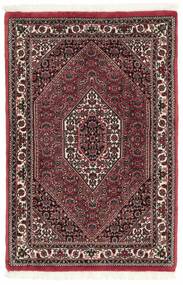  75X110 Bidjar Mit Seide Teppich Schwarz/Dunkelrot Persien/Iran