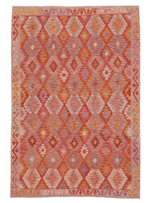  Kilim Afegão Old Style Tapete 205X300 Lã Vermelho Escuro/Castanho Carpetvista