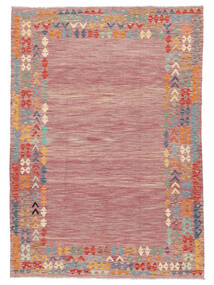  Orientalisk Kelim Afghan Old Style Matta 207X291 Brun/Röd Ull, Afghanistan Carpetvista