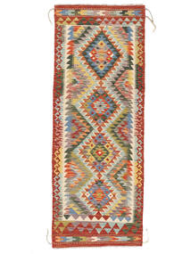 Kilim Afghan Old Style Rug 73X198 Runner
 Brown/Dark Red Wool, Afghanistan Carpetvista