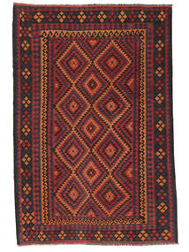  192X286 Kilim Maimane Rug Black/Dark Red Afghanistan Carpetvista