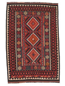 137X205 Kilim Maimane Rug Oriental Black/Dark Red (Wool, Afghanistan) Carpetvista