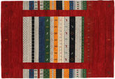 Loribaf Loom Designer Tapis - Rouge foncé / Multicolore