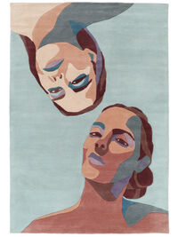 
    Faces - Light blue / Terracotta - 140 x 200 cm
  