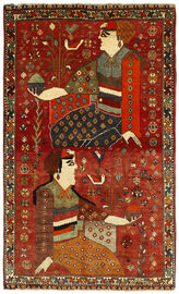 
    Kashghai Old pictorial - Dark red - 116 x 187 cm
  