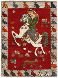 
    Kashghai Old pictorial - Dark red - 110 x 148 cm
  
