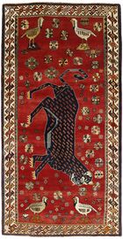 
    Kashghai Old pictorial - Dark red - 148 x 290 cm
  